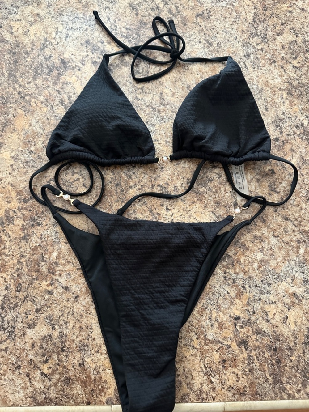 Classic Black Triangle Bikini Top and Bottom - Women Swim